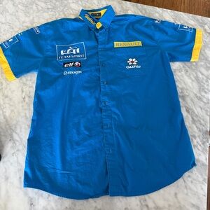 Vintage Renault Team Formula 1 Blue and Yellow Men's Shirt Size L